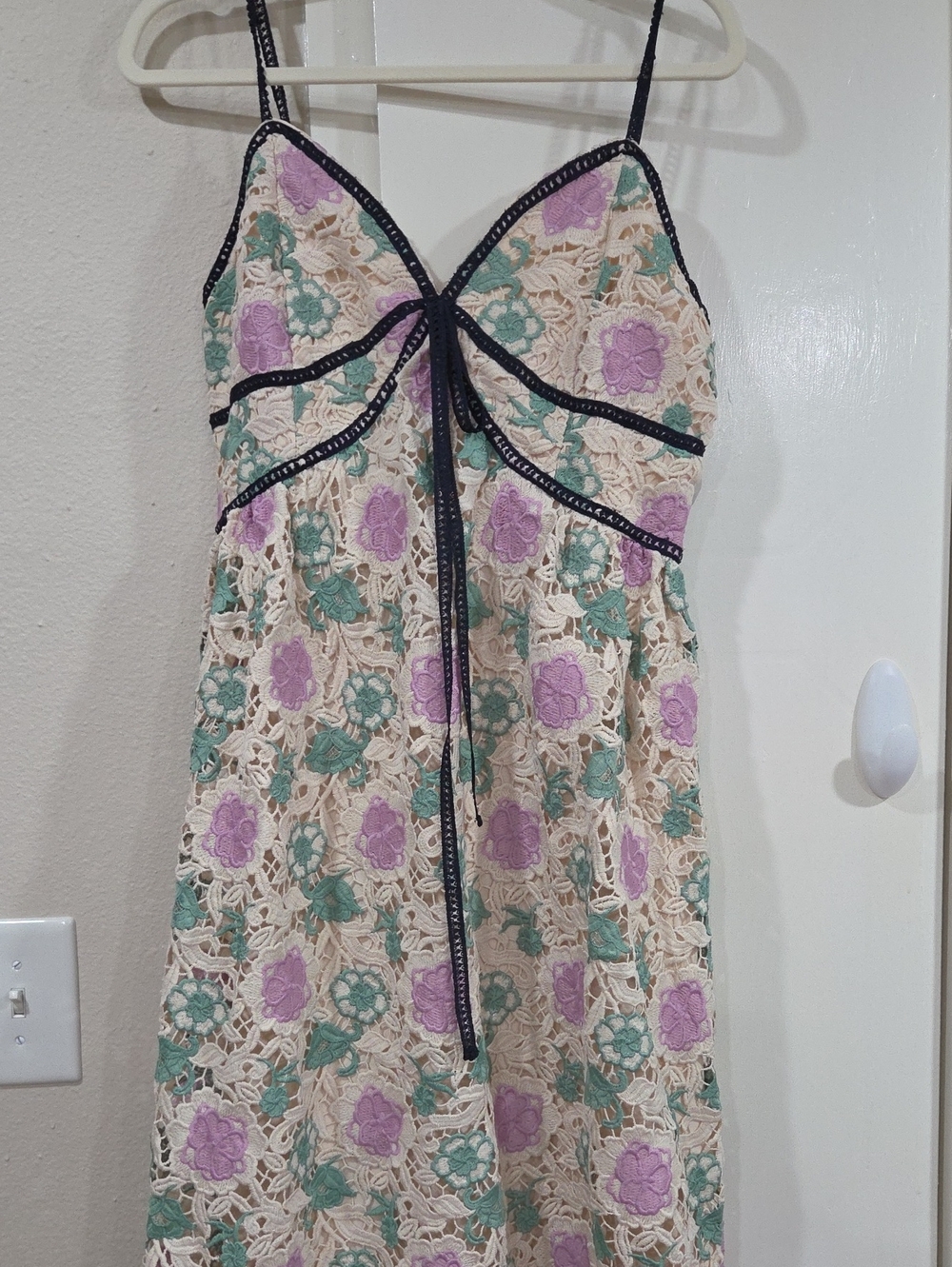 Just Me Floral Embroidered Lace  Dress in Lavender & Mint Like New Never Worn